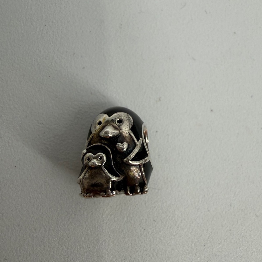 Retired Pandora 925 Sterling Silver Penguin Family Charm 791404EN60 ALE S925